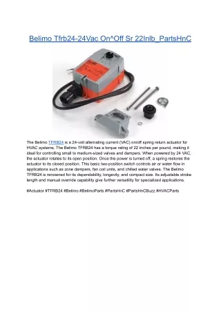Belimo Tfrb24-24Vac On^Off Sr 22Inlb_PartsHnC