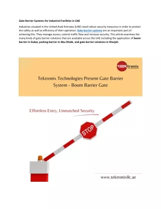 Gate Barrier Systems for Industrial Facilities in UAE