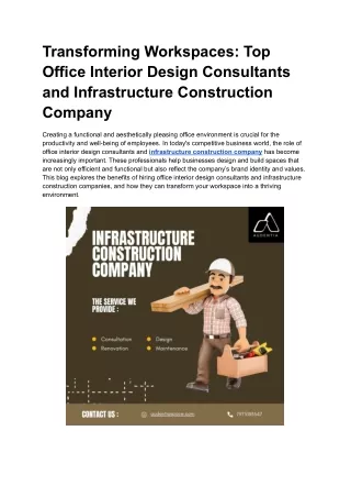 Transforming Workspaces_ Top Office Interior Design Consultants and Infrastructure Construction Company
