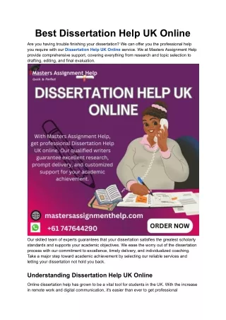 Best Dissertation Help UK Online