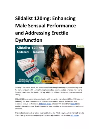 Sildalist 120mg: Enhancing Male Sensual Performance and Addressing ED