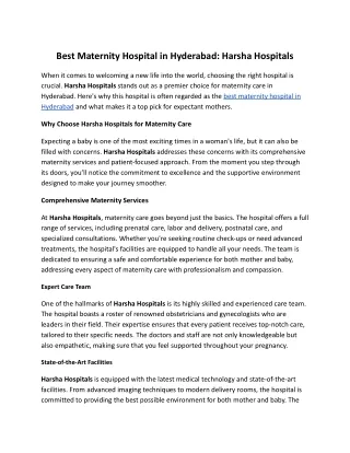 Best Maternity Hospital in Hyderabad_ Harsha Hospitals