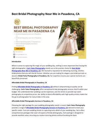 Best Bridal Photography Near Me in Pasadena, CA