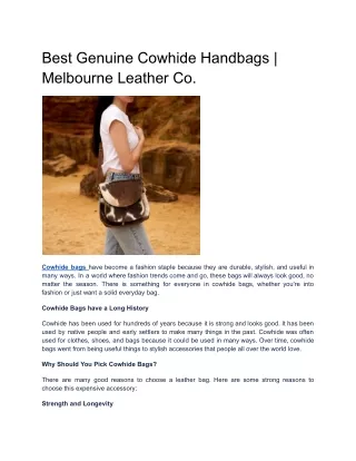 Best Genuine Cowhide Handbags from Melbourne Leather Co