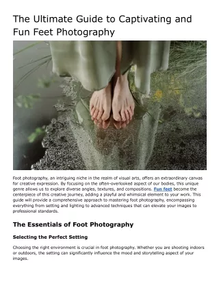 The Ultimate Guide to Captivating and Fun Feet Photography