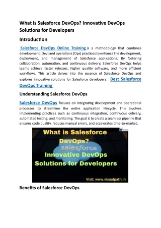 Salesforce DevOps Training in Hyderabad | Salesforce DevOps Online Training