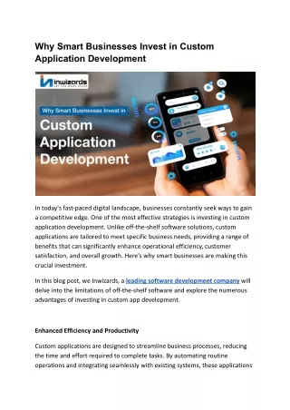 Why Smart Businesses Invest in Custom Application Development