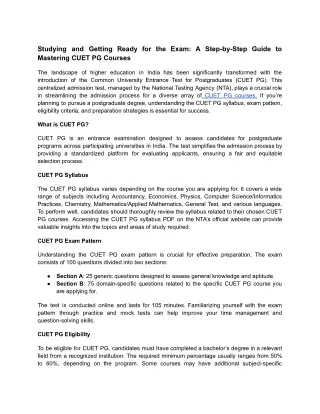 Studying and Getting Ready for the Exam_ A Step-by-Step Guide to Mastering CUET PG Courses
