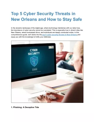 Top 5 Cyber Security Threats in New Orleans and How to Stay Safe