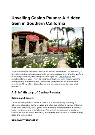 Unveiling Casino Pauma_ A Hidden Gem in Southern California