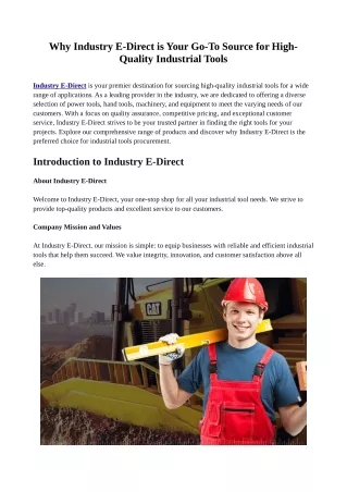 Why Industry E-Direct is Your Go-To Source for High-Quality Industrial Tools