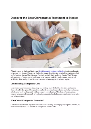 Discover the Best Chiropractic Treatment in Steeles
