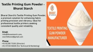 Textile Printing Gum Powder - Bharat Starch