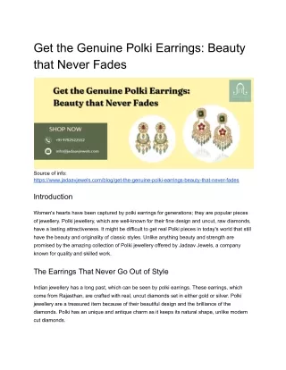 Get the Genuine Polki Earrings: Beauty that Never Fades