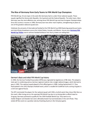 The Rise of Germany from Early Teams to FIFA World Cup Champions