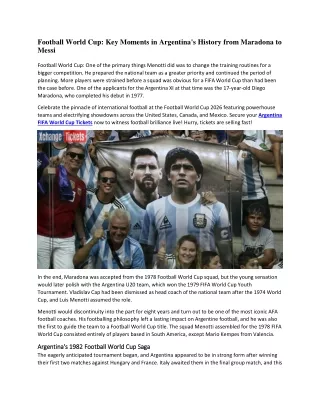 Football World Cup Key Moments in Argentina's History from Maradona to Messi