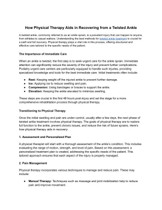 How Physical Therapy Aids in Recovering from a Twisted Ankle
