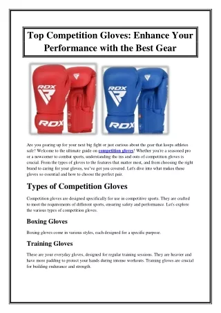 Top Competition Gloves Enhance Your Performance with the Best Gear