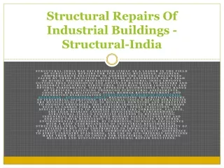 Structural Repairs Of Buildings - Structural-India