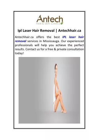 Ipl Laser Hair Removal  Antechhair.ca