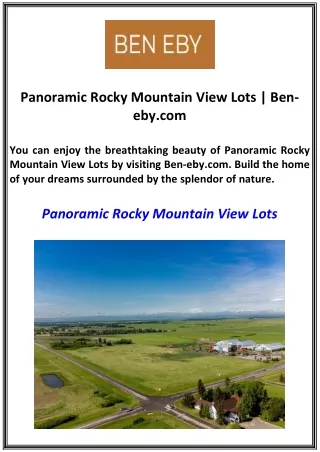 Panoramic Rocky Mountain View Lots | Ben-eby.com