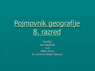 Pojmovnik geografije 8. razred