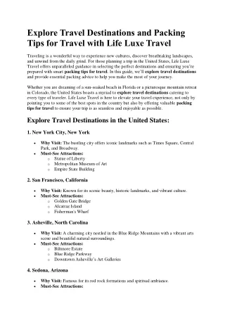 Explore Travel Destinations and Packing Tips for Travel with Life Luxe Travel