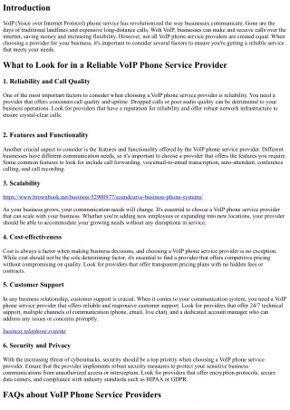 What to Look for in a Reliable VoIP Phone Service Provider