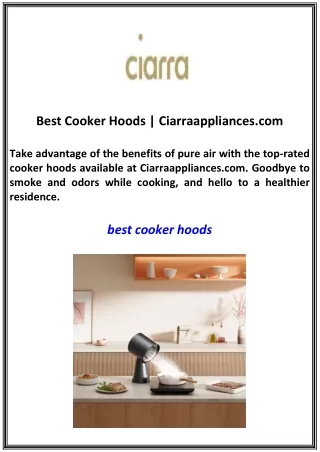 Best Cooker Hoods | Ciarraappliances.com