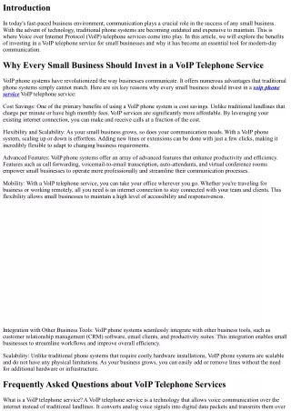 Why Every Small Business Should Invest in a VoIP Telephone Service
