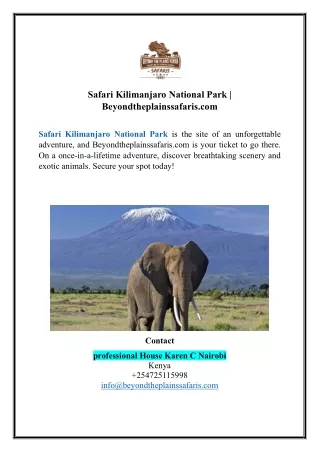 Safari Kilimanjaro National Park | Beyondtheplainssafaris.com