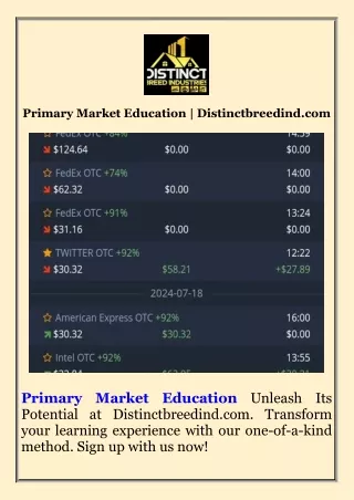 Primary Market Education  Distinctbreedind.com