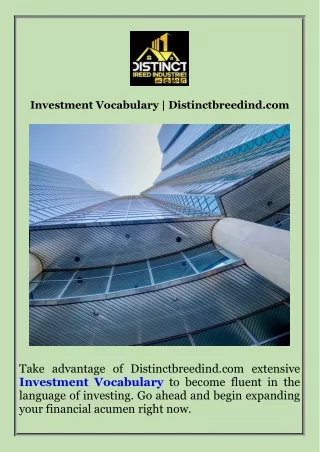 Investment Vocabulary  Distinctbreedind.com
