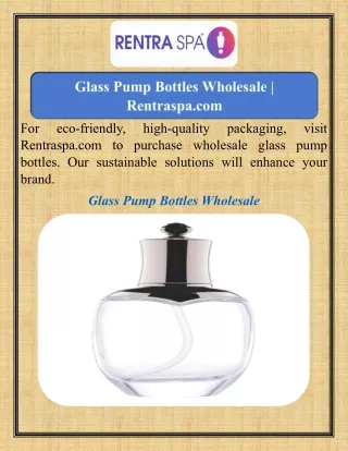 Glass Pump Bottles Wholesale   Rentraspa.com