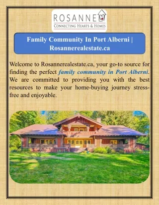 Family Community In Port Alberni   Rosannerealestate.ca