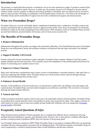Prostadine Liquid: The Natural Solution for Best Prostate Function