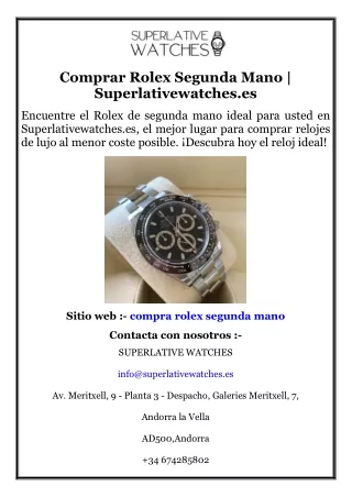 Comprar Rolex Segunda Mano  Superlativewatches.es