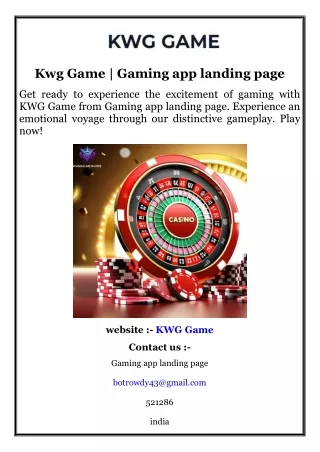 Kwg Game  Gaming app landing page