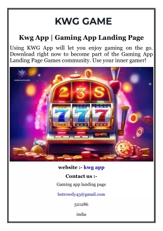 Kwg App  Gaming App Landing Page