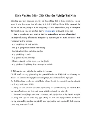 Dịch Vụ Sửa Máy Giặt Chuyên Nghiệp Tại Nhà