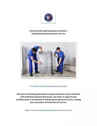 Interstate Moving Companies Australia | Australianexpressremovals.com.au