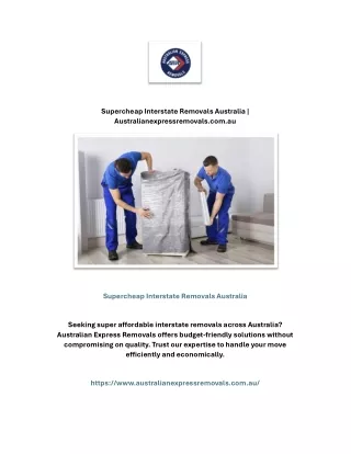 Supercheap Interstate Removals Australia | Australianexpressremovals.com.au
