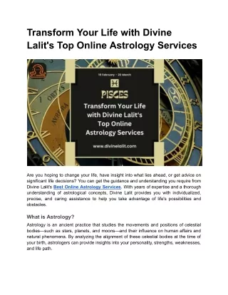 Transform Your Life with Divine Lalit's Top Online Astrology Services