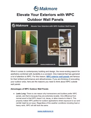 Elevate Your Exteriors with WPC Outdoor Wall Panels