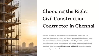 Choosing the Right Civil Construction Contractor in Chennai
