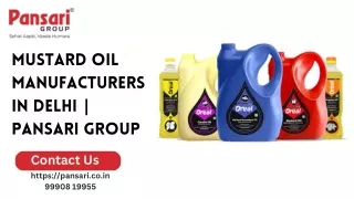 Mustard Oil Manufacturers in Delhi | Pansari Group