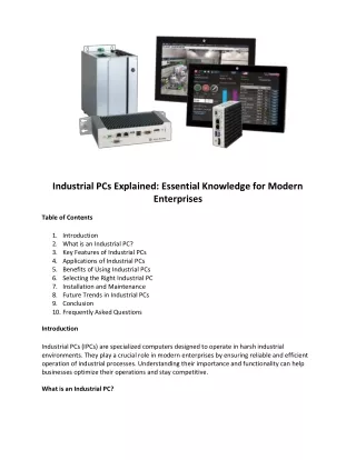 Industrial PCs Explained - Essential Knowledge for Modern Enterprises