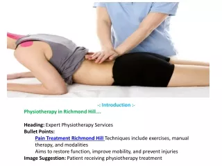 Techniques include exercises, manual therapy, and modalities Aims to restore fun