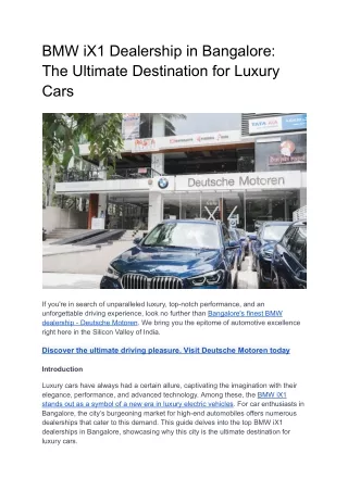 BMW iX1 Dealership in Bangalore_ The Ultimate Destination for Luxury Cars