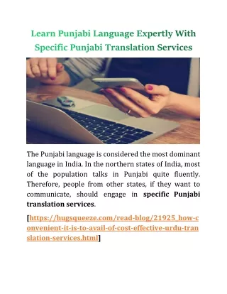 Learn Punjabi language expertly with specific Punjabi Translation Services